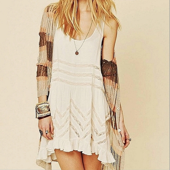 Free People Viole and Lace Trapeze Ivory Beige Slip Dress, XS - Picture 6 of 7